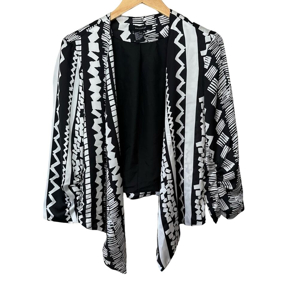 Sandro Open Cardigan Top Womens‎ Size XL Asymmetrical Hem Silky Soft Ruched